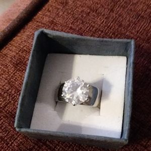 Stainless steel cubic zirconia ring women's